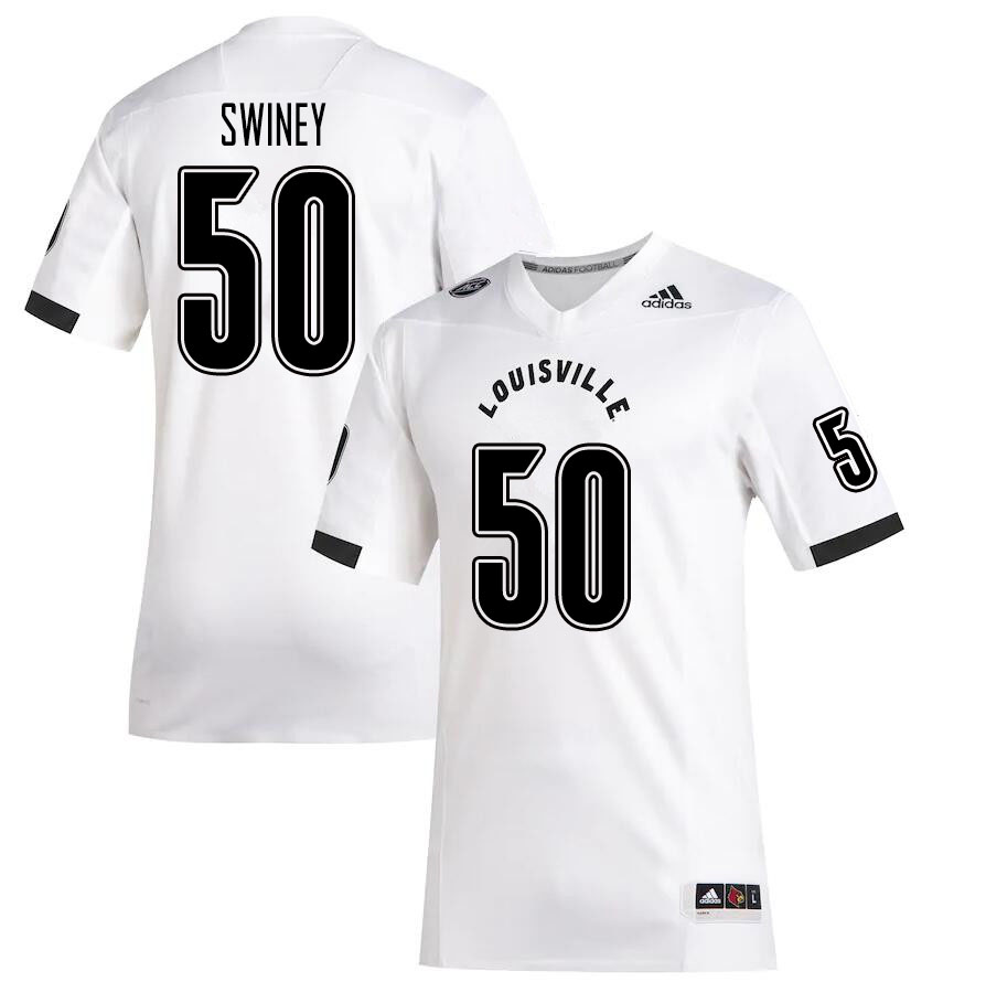 Men #50 Gary Swiney Louisville Cardinals College Football Jerseys Sale-White - Click Image to Close